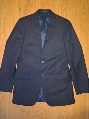 Hart Schaffner Marx Blazer Mens 39L Navy Gold Buttons Wool